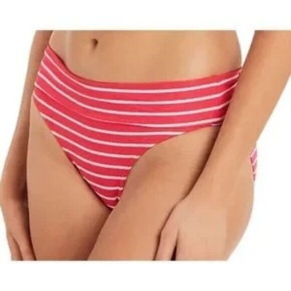 Sea Level Coral White Striped Size 16 Charmarel Mid Bikini Bottoms NWT - Picture 1 of 7